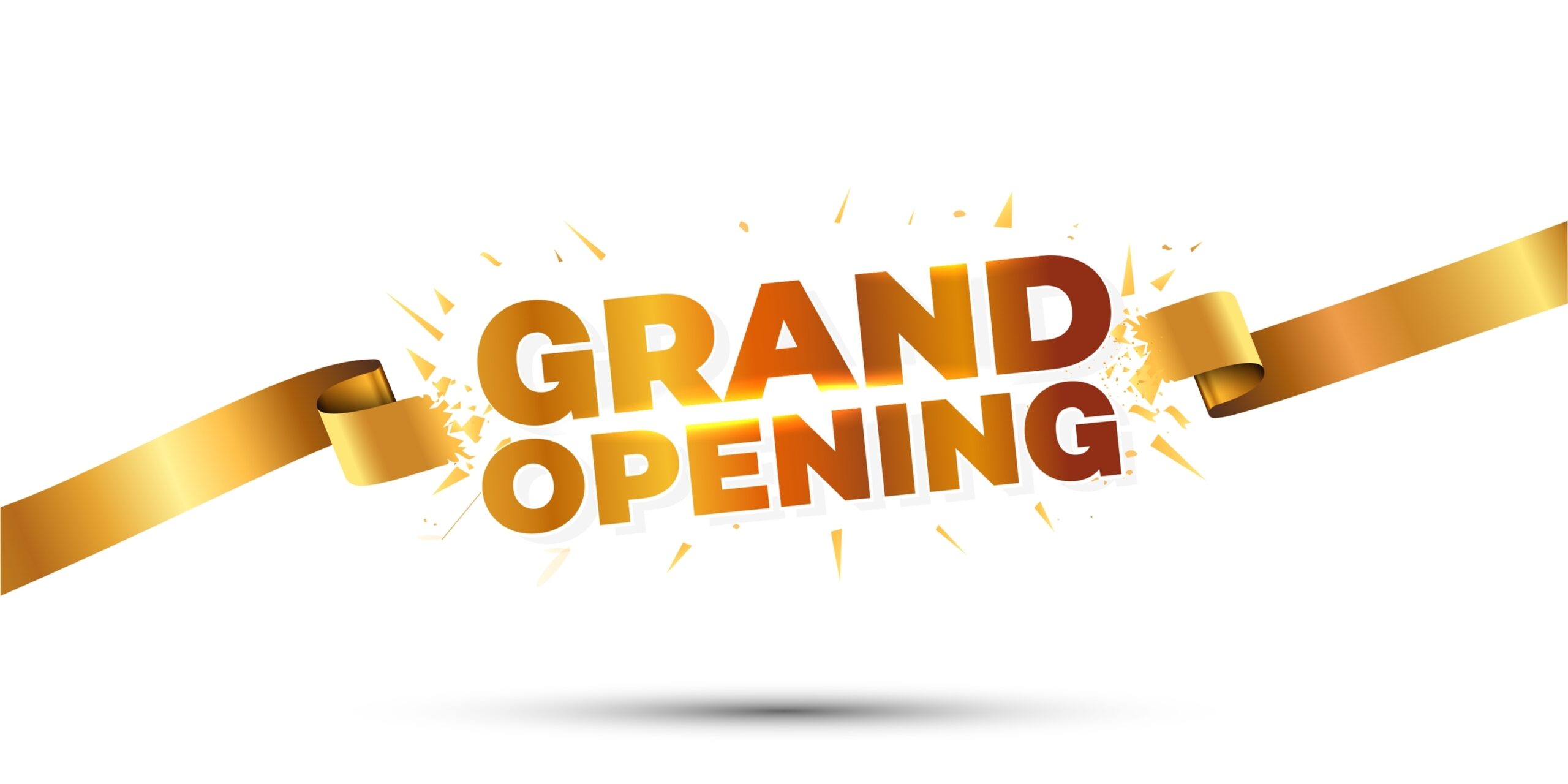 Vector,Illustration,Of,Grand,Opening,Logo,Unit,With,Golden,Ribbon.
